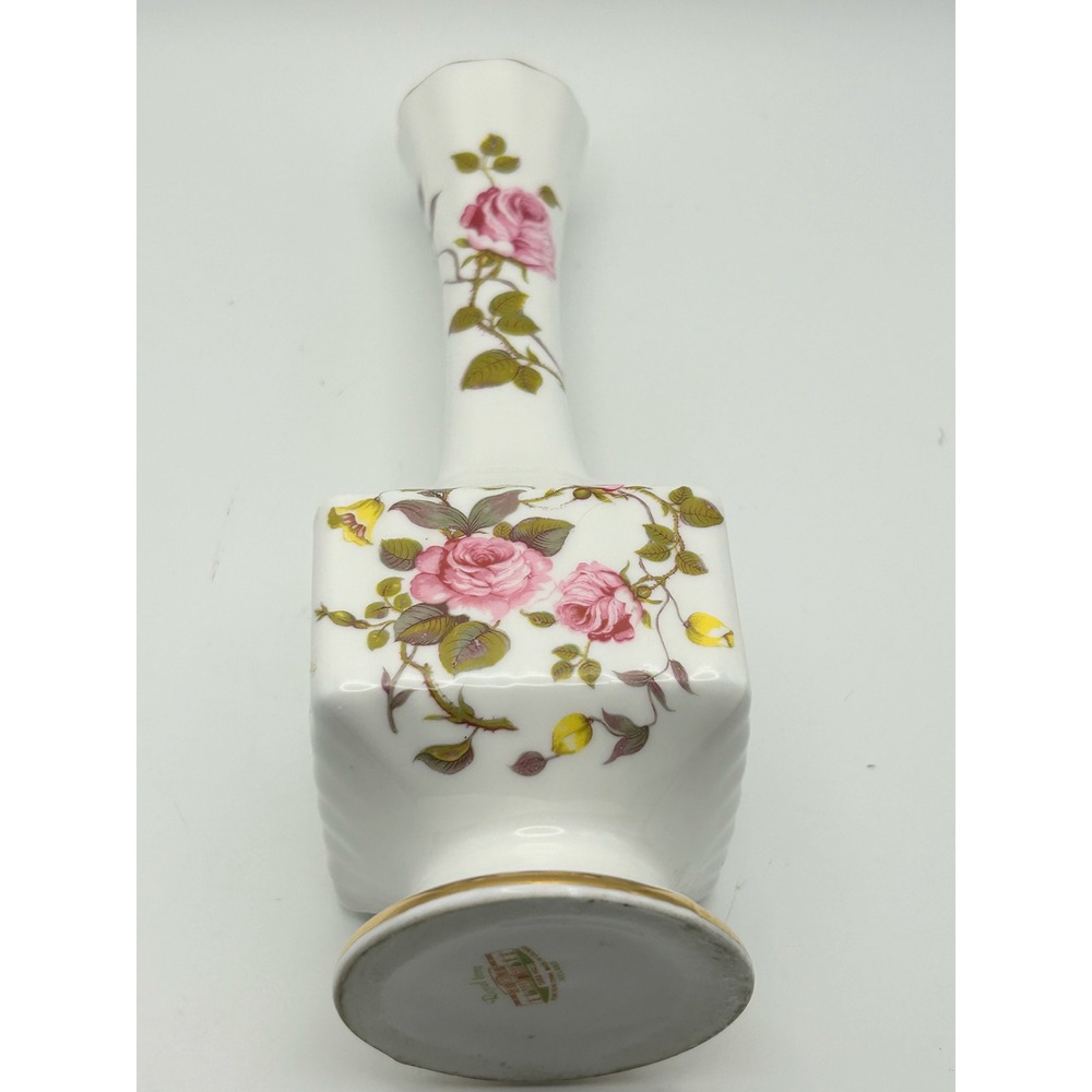 Royal Tara Ireland Fine Bone China Bud Vase Pink Rose Floral Gold Trim 7.5 Inch - Picture 2 of 8